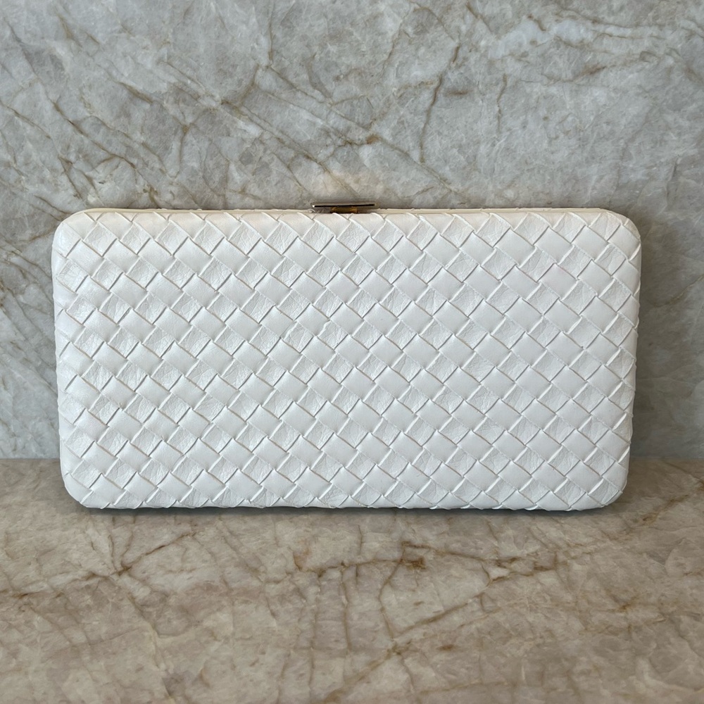 Pearl Colored Wallet Clutch Weave Design